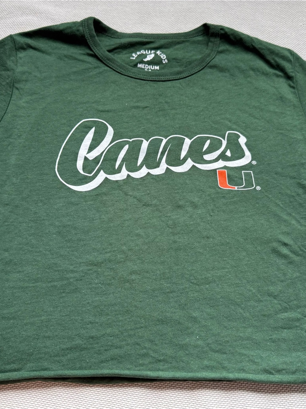 League Green Canes Crewneck Tee with White and Orange Logo